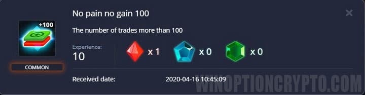 reward for the total number of transactions in a pocket option